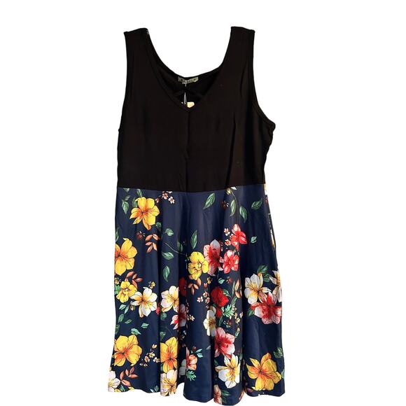 NWT Moyabo Navy Blue/Floral Tank Dress Size 2XL - Picture 1 of 5